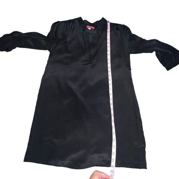 Z/G KARINA GRIMALDI 100%  SILK SHIFT DRESS BLACK V NECK SHORT SLEEVE SIZE XS - Picture 5 of 9